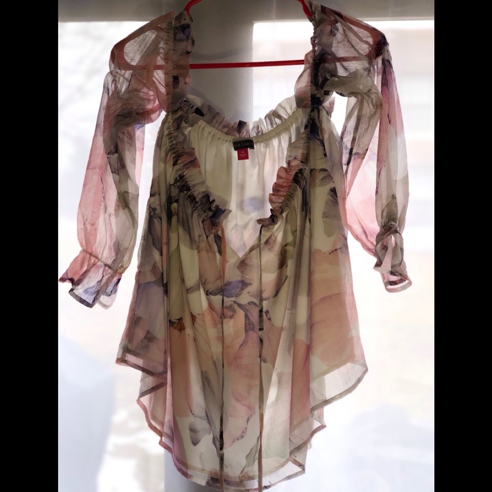 Vince Camino off the shoulder sheer blouse